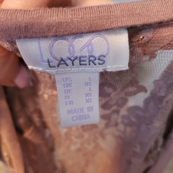 LOGO by Lori Goldstein layering lace tank in dusty rose, womens size large - Picture 5 of 6